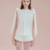 Ivory Cape-Sleeve Blouse & Shorts Set "Lily Frost" CO256