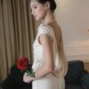 Ivory Satin Cowl-Neck Gown "Elysian Grace" DR115