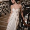 Champagne Satin Strapless Gown "Moonlight Drift" DR852